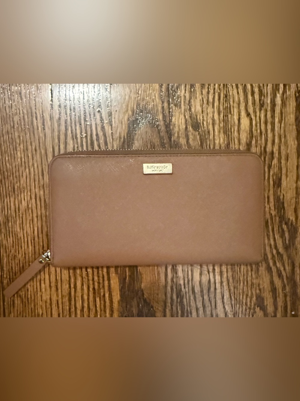 kate spade Saffiano Slim Wallet in Dusty Rose Brown